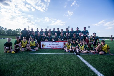100525 - Nant Conwy v Bethesda - North Wales Division 1 Cup Final - Nant Conwy players pose with the trophy at full time