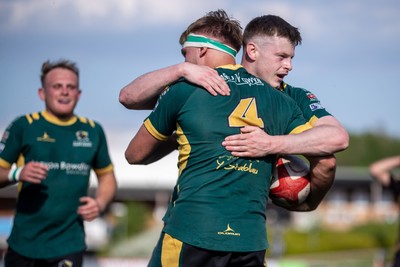 100525 - Nant Conwy v Bethesda - North Wales Division 1 Cup Final - Siencyn Metcalfe of Nant Conwy celebrates scoring the first try