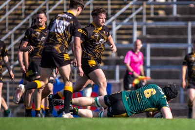 100525 - Nant Conwy v Bethesda - North Wales Division 1 Cup Final - Nant Conwy’s Sam Hughes bursts through to score his first try