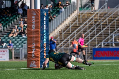 100525 - Nant Conwy v Bethesda - North Wales Division 1 Cup Final - Nant Conwy’s Sam Hughes breaks free to score his second try