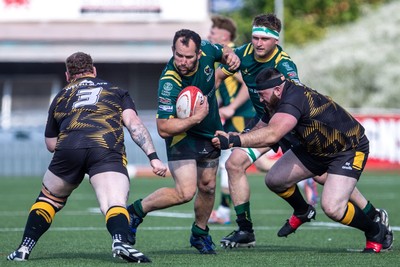 100525 - Nant Conwy v Bethesda - North Wales Division 1 Cup Final - Carwyn Ellis of Nant Conwy carries the ball