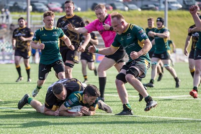 100525 - Nant Conwy v Bethesda - North Wales Division 1 Cup Final - Rhydian Jones scores another try for Nant Conwy