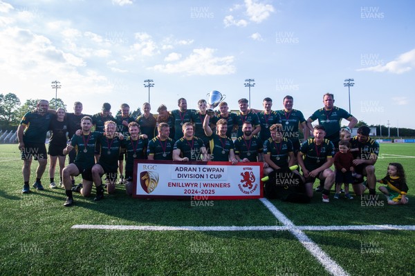 100525 - Nant Conwy v Bethesda - North Wales Division 1 Cup Final - Nant Conwy players pose with the trophy at full time