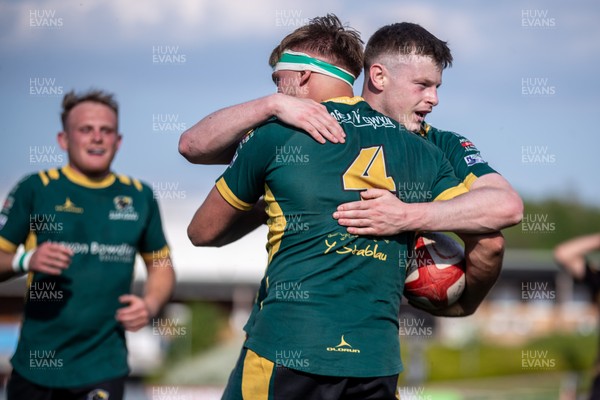 100525 - Nant Conwy v Bethesda - North Wales Division 1 Cup Final - Siencyn Metcalfe of Nant Conwy celebrates scoring the first try