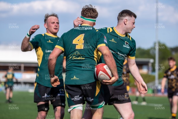 100525 - Nant Conwy v Bethesda - North Wales Division 1 Cup Final - Siencyn Metcalfe of Nant Conwy celebrates scoring the first try