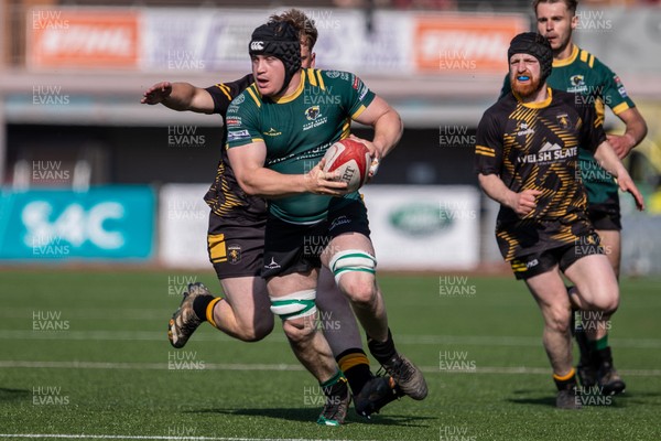 100525 - Nant Conwy v Bethesda - North Wales Division 1 Cup Final - Sam Hughes drives forwards with the ball