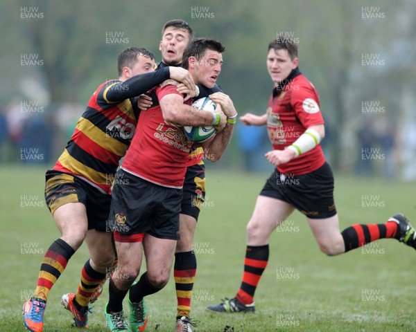 020515 - Nantyglo v Brynmawr - SWALEC League 2 East - Nantyglo's Chris Bridgeman tackled short of the try line