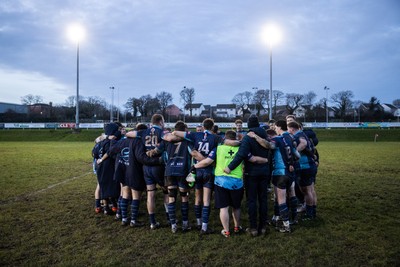 100126 - Narberth v Pontypridd RFC - WRU Premiership - Narberth RFC team huddle at full time