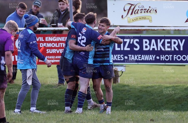 100126 - Narberth v Pontypridd RFC - WRU Premiership - Osian Hill of Narberth celebrates scoring a try