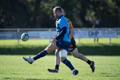 101026 - Narberth v Pontypridd - Admiral WRU Premiership - Narberth’s Jonathan Rogers kicks through