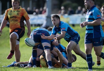 101026 - Narberth v Pontypridd - Admiral WRU Premiership - Narberth’s Lewys Gibby releases the backs