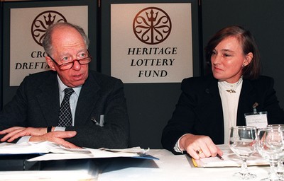 231195 - National Heritage Memorial Fund - Lord Rothschild, Chairman, and Anthea Case, Director, at Cardiff Castle for the publication of the Annual Report 