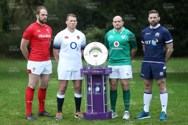 240118 - Natwest 6 Nations Launch - Triple Crown, Wales' Alun Wyn Jones, England's Dylan Hartley, Ireland's Rory Best and Scotland's John Barclay