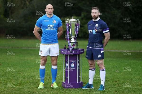 240118 - Natwest 6 Nations Launch - Italy's Captain Sergio Parisse and Scotland's John Barclay