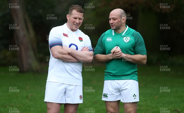 240118 - Natwest 6 Nations Launch - England's Dylan Hartley with Ireland's Rory Best