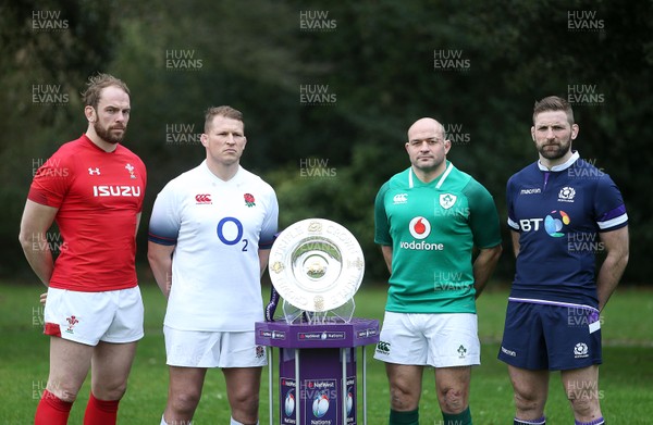 240118 - Natwest 6 Nations Launch - Triple Crown, Wales' Alun Wyn Jones, England's Dylan Hartley, Ireland's Rory Best and Scotland's John Barclay
