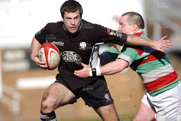 250206 - Neath RFC v Ebbw Vale RFC - Principality Permiership - The Gnoll - Neath's Steve Thomas tries to get through the Ebbw defence 