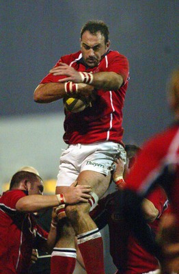 140203 - Neath v Llanelli - Welsh Premiership - Llanelli's Chris Wyatt claims line out