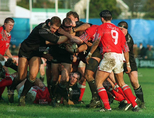 201193 - Neath v Llanelli - Brian Williams of Neath pushes forward