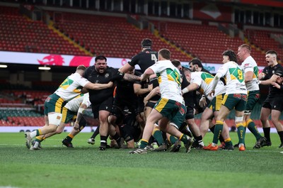 120426 - Neath v Merthyr - Mens Premiership Cup Final - Neath push over to score a try