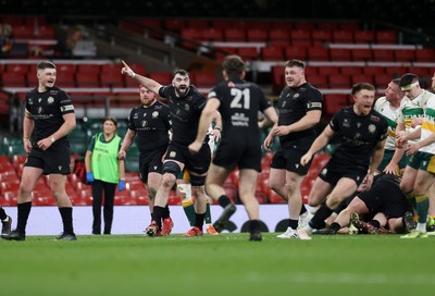 120426 - Neath v Merthyr - Mens Premiership Cup Final - Neath celebrate at full time