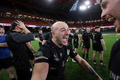 120426 - Neath v Merthyr - Mens Premiership Cup Final - Casey Williams of Neath celebrates