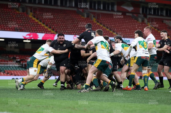 120426 - Neath v Merthyr - Mens Premiership Cup Final - Neath push over to score a try