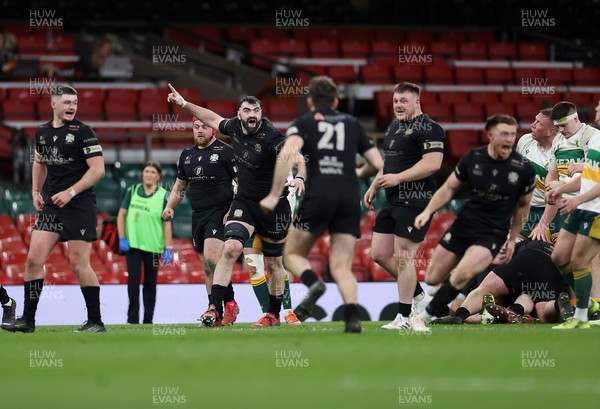 120426 - Neath v Merthyr - Mens Premiership Cup Final - Neath celebrate at full time