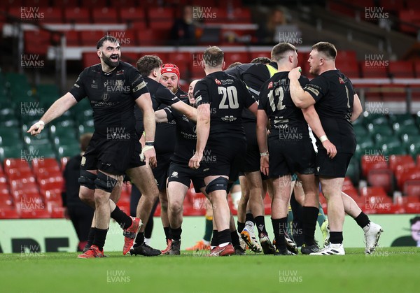 120426 - Neath v Merthyr - Mens Premiership Cup Final - Neath celebrate at full time