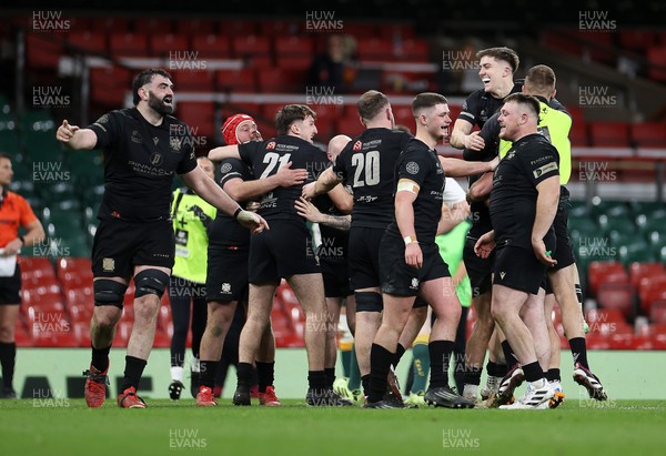 120426 - Neath v Merthyr - Mens Premiership Cup Final - Neath celebrate at full time
