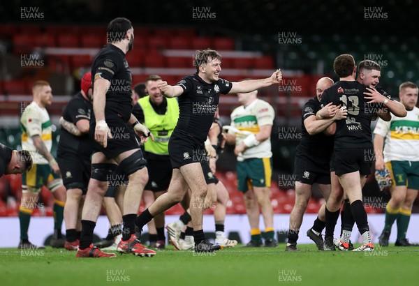 120426 - Neath v Merthyr - Mens Premiership Cup Final - Neath celebrate at full time