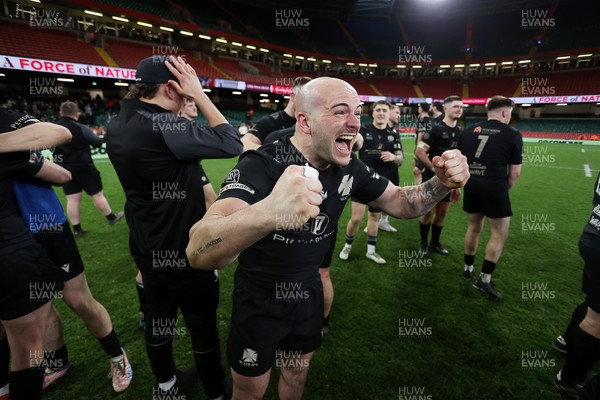 120426 - Neath v Merthyr - Mens Premiership Cup Final - Casey Williams of Neath celebrates