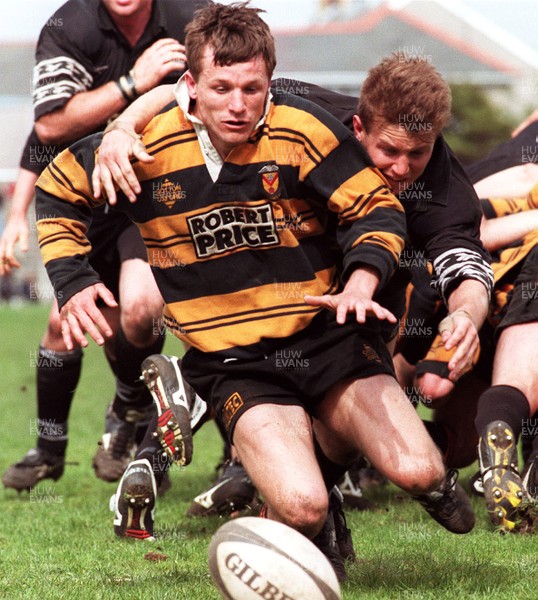 190497 - Neath v Newport - Nicky Lloyd beats Patrick Horgan to the ball