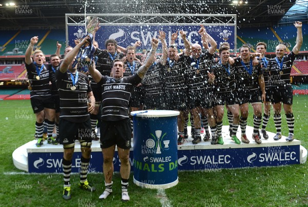 040513 - Neath v Pontypridd - SWALEC Cup Final -Chris Dicomidis and Dafydd Lockyer of Pontypridd lift the SWALEC Cup 