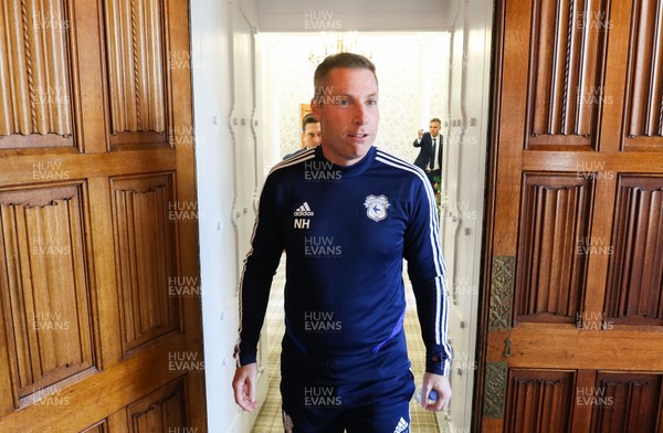 181119 - Cardiff City press conference - Cardiff City new manager Neil Harris arrives to speak to the media at press conference to announce his appointment