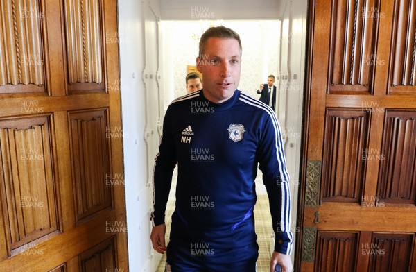 181119 - Cardiff City press conference - Cardiff City new manager Neil Harris arrives to speak to the media at press conference to announce his appointment