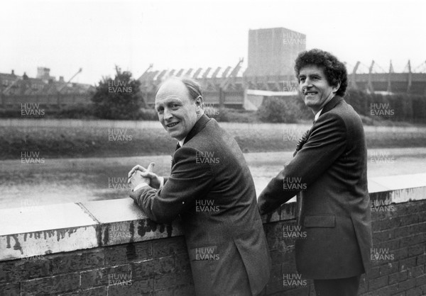 230587 - Picture shows Neil Kinnock and Rhodri Morgan looking over the River Taff towards the Cardiff Arms Park