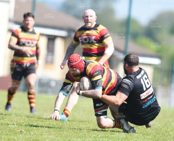 050518 - WRU National Leagues Division 1 East - Nelson v Brynmawr - Gavin Knapp of Brynmawr tackled before the posts