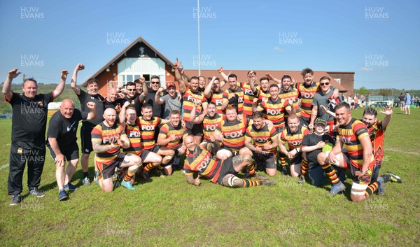 050518 - WRU National Leagues Division 1 East - Nelson v Brynmawr - Brynmawr players celebrating winning the League