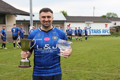 090526 - New Dock Stars - Admiral National League 3 West Trophy Presentation - Captain Jordan Williams with the League and Cup trophies 