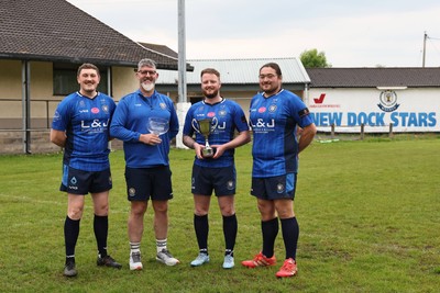 090526 - New Dock Stars - Admiral National League 3 West Trophy Presentation - Coaching team with the League and Cup trophies 