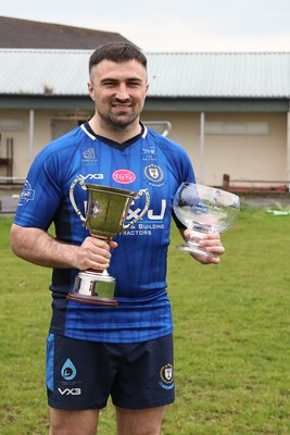 090526 - New Dock Stars - Admiral National League 3 West Trophy Presentation - Jordan Williams with Division 3 League and Cup Trophies 