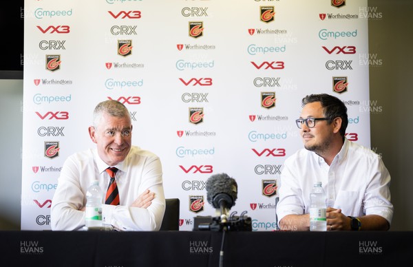 210622 - Dragons Press Conference - Dragons Director of Rugby Dean Ryan, left with new Dragons Head Coach Dai Flanagan during press conference to announce the new appointment