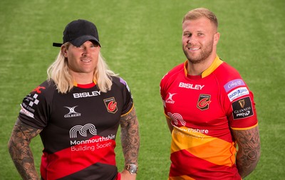 240518 - New Dragons Signings - New Dragons signings Richard Hibbard, left, and Ross Moriarty at Rodney Parade