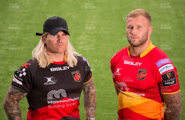 240518 - New Dragons Signings - New Dragons signings Richard Hibbard, left, and Ross Moriarty at Rodney Parade