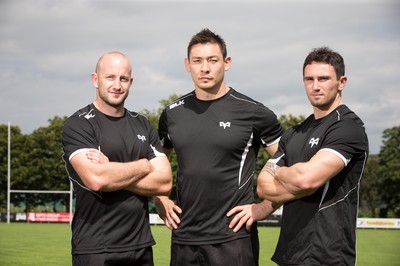 090715 - New Ospreys signings, left to right, Brendon Leonard, Gareth Delve and Kristian Phillips