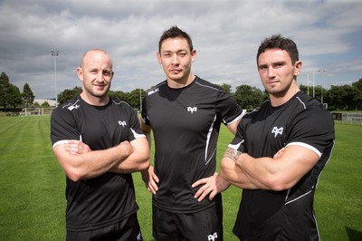 090715 - New Ospreys signings, left to right, Brendon Leonard, Gareth Delve and Kristian Phillips