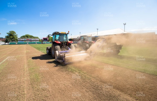 050717 - Work starts on removal of the old pitch at Rodney Parade, Newport, in preparation for the installation of a new hybrid pitch