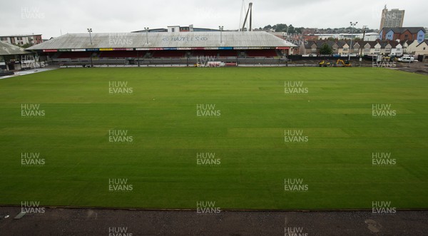 140817 - Rodney Parade Pitch Installation - The completed new pitch at Rodney Parade