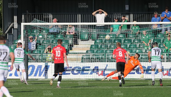 150721 The New Saints v Glentoran, UEFA Europa Conference League First Qualifying Round Second Leg - Declan McManus of The New Saints, 9, scores the opening goal from the penalty spot